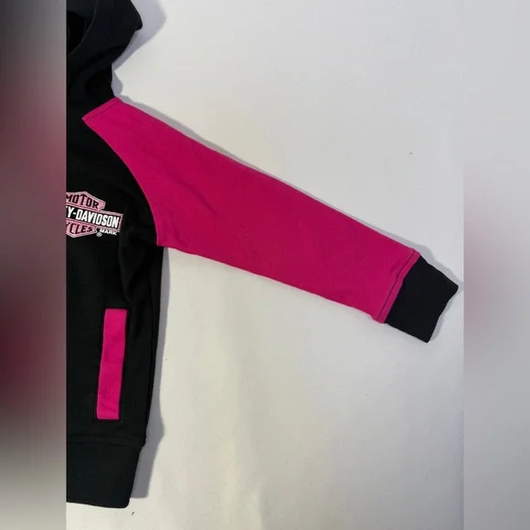 Harley Davidson Girls Hoodie Jacket 4T Pink Black Zip Up Genuine Motorcycle - Picture 3 of 16